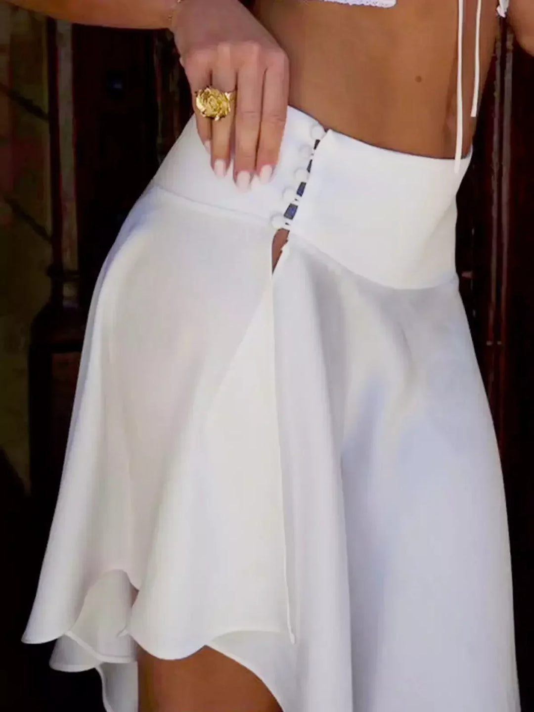 Cerys | Tie-Up Lace Top & Skirt Set