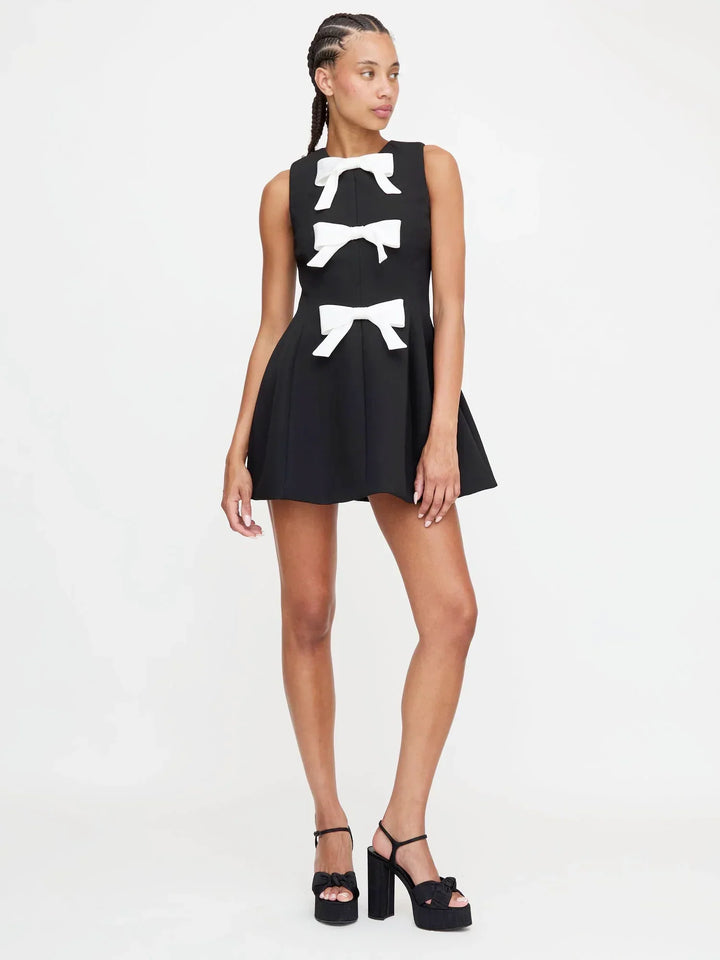 Devona - Front-Bow Frock Style Mini Dress