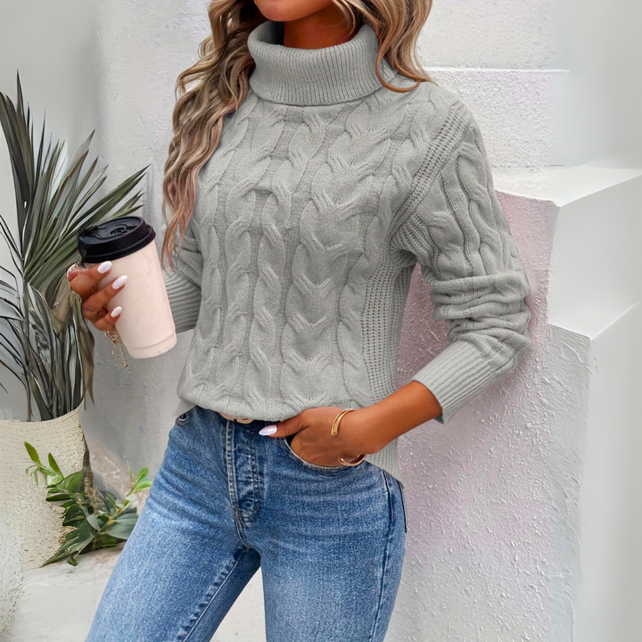 Giorgia | Cable Knit Roll Neck Jumper
