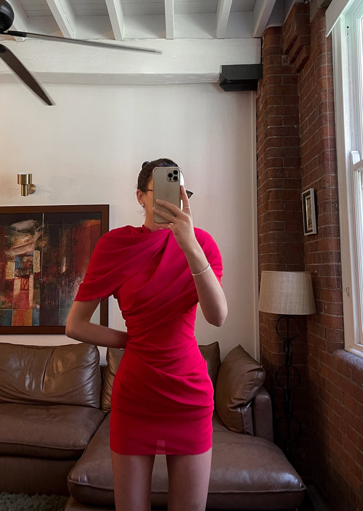 Kiri - Asymmetrical Pleated Mini Dress