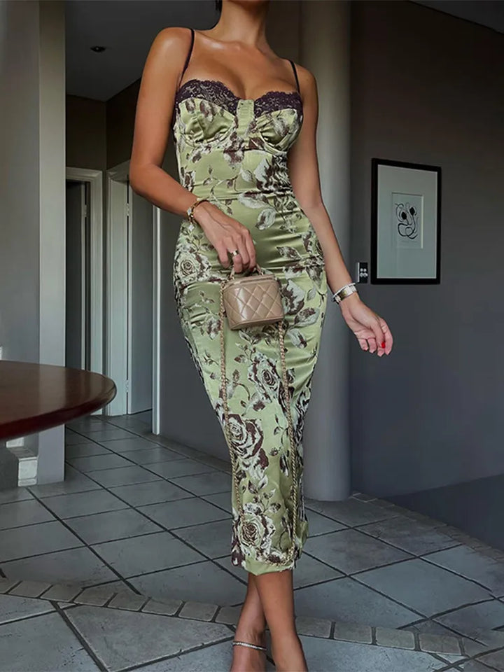 Pearl - Floral Lace Trim Bodycon Dress