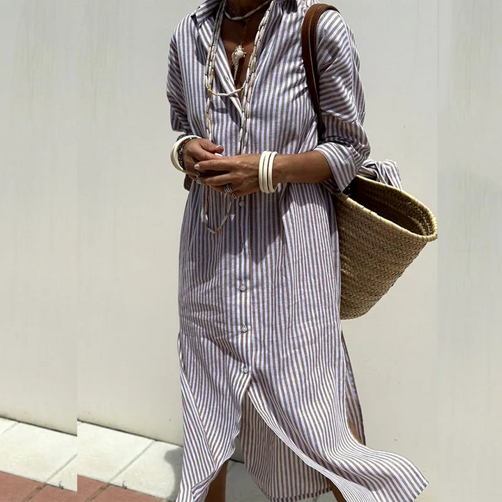 Vivian | Striped Shirt Dress