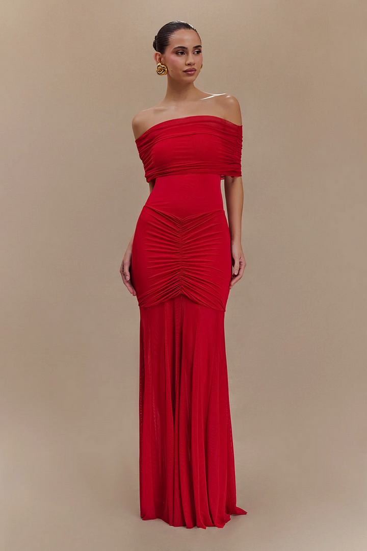 Piper - Off-Shoulder Pleated Maxi Dress