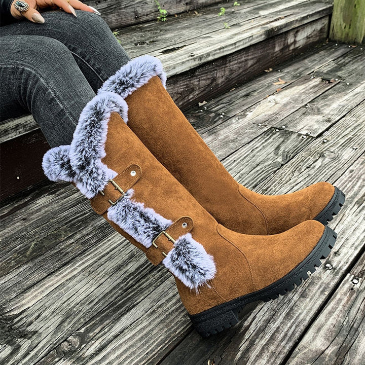Ladies Thick Plush Mid-Calf Snow Boots