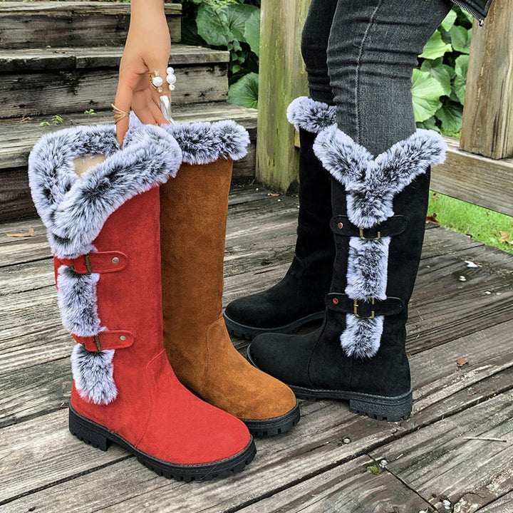 Ladies Thick Plush Mid-Calf Snow Boots
