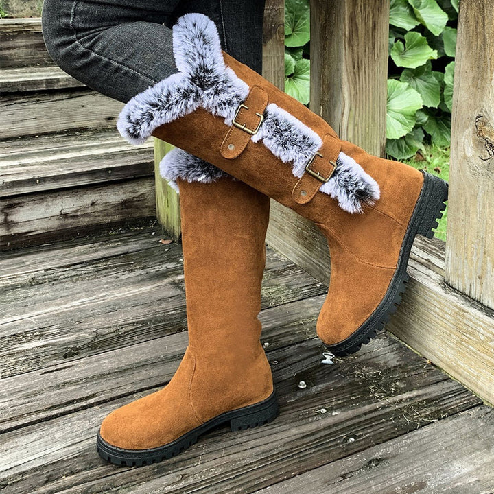 Ladies Thick Plush Mid-Calf Snow Boots