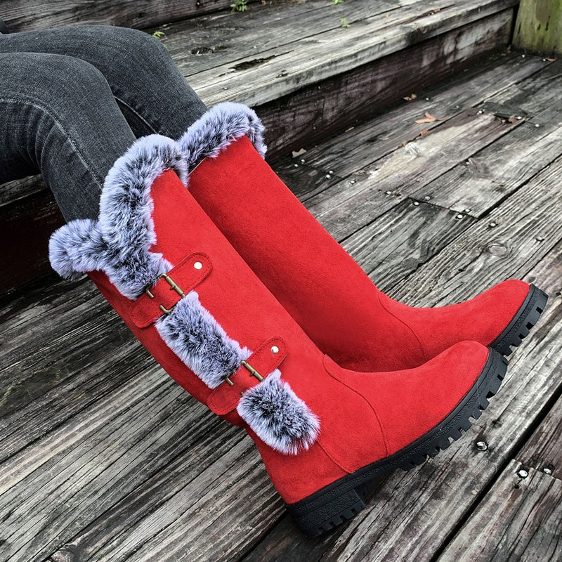 Ladies Thick Plush Mid-Calf Snow Boots