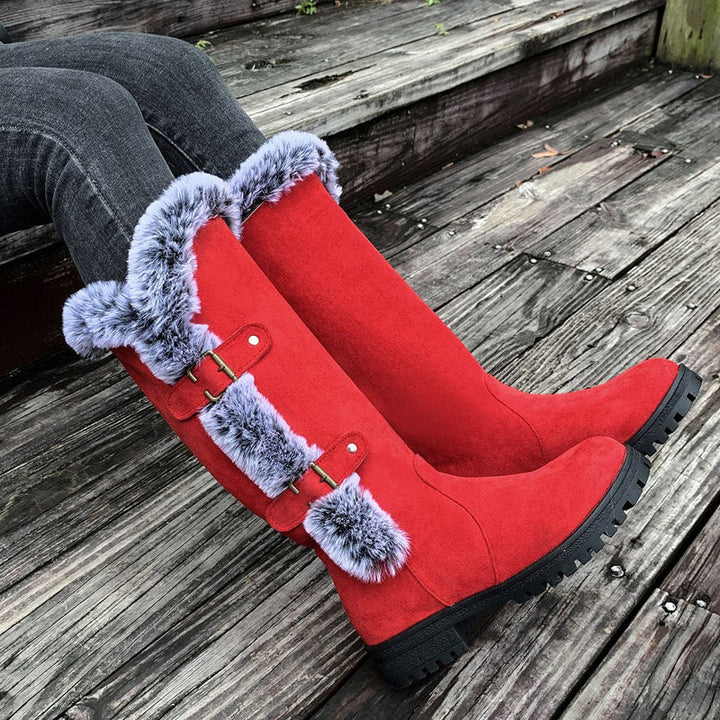 Ladies Thick Plush Mid-Calf Snow Boots
