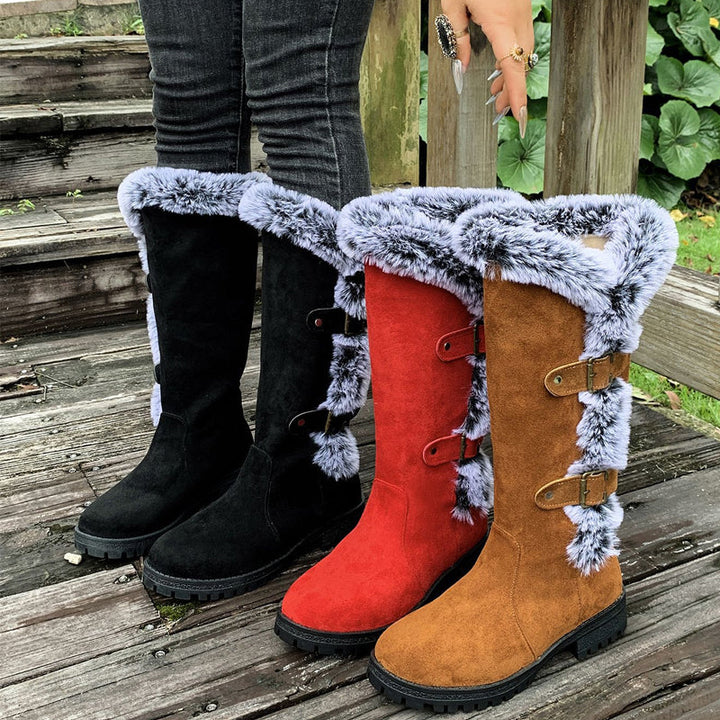 Ladies Thick Plush Mid-Calf Snow Boots