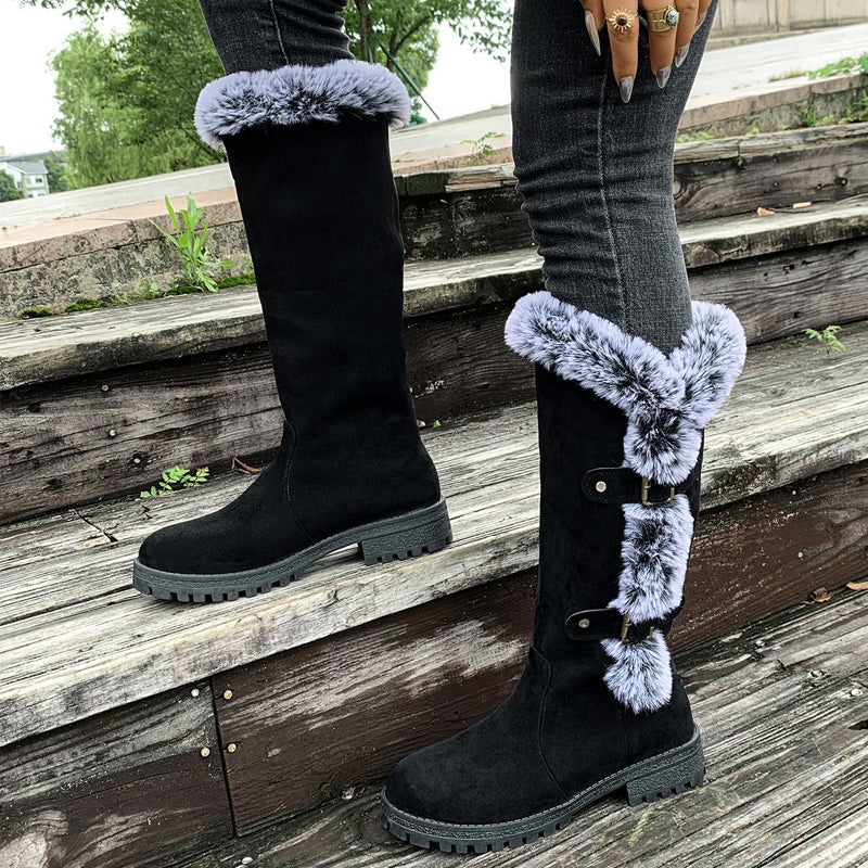 Ladies Thick Plush Mid-Calf Snow Boots
