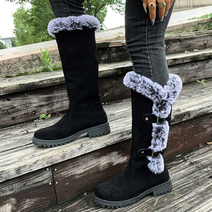Ladies Thick Plush Mid-Calf Snow Boots