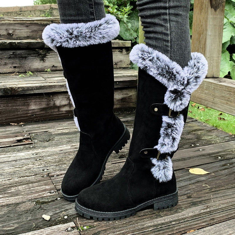 Ladies Thick Plush Mid-Calf Snow Boots