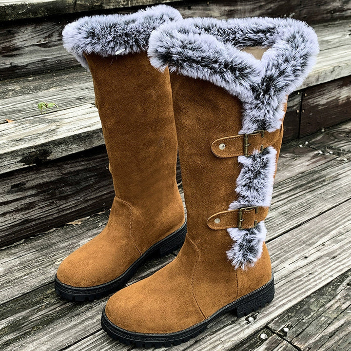 Ladies Thick Plush Mid-Calf Snow Boots