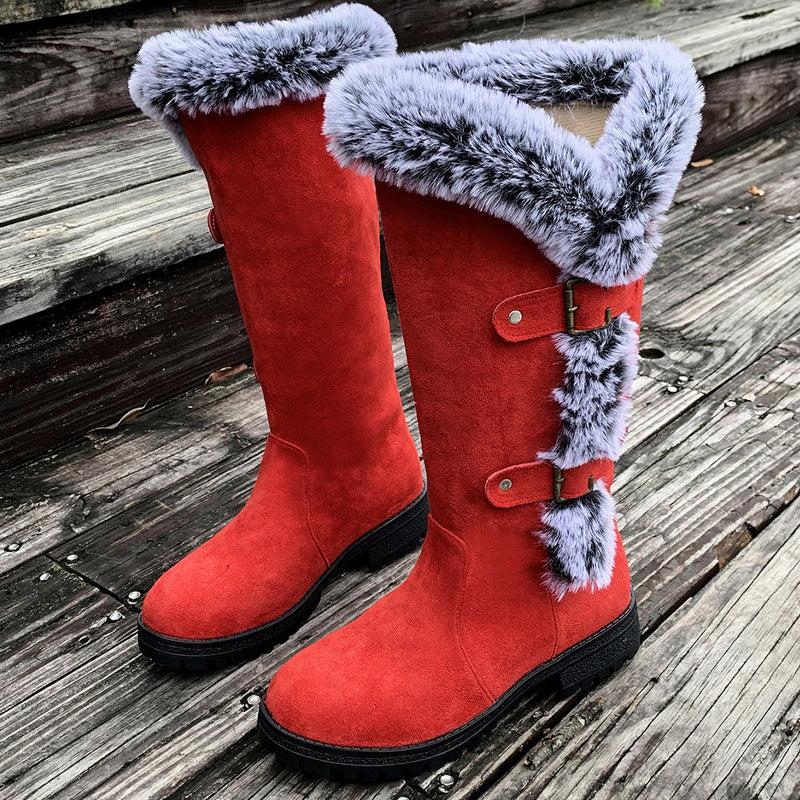 Ladies Thick Plush Mid-Calf Snow Boots